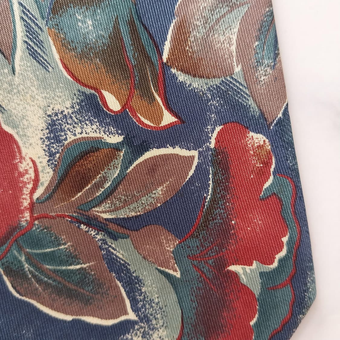 꾸레쥬 실크 그린 플로럴 아트 넥타이 9.4cm A등급 K1941 상품이미지7