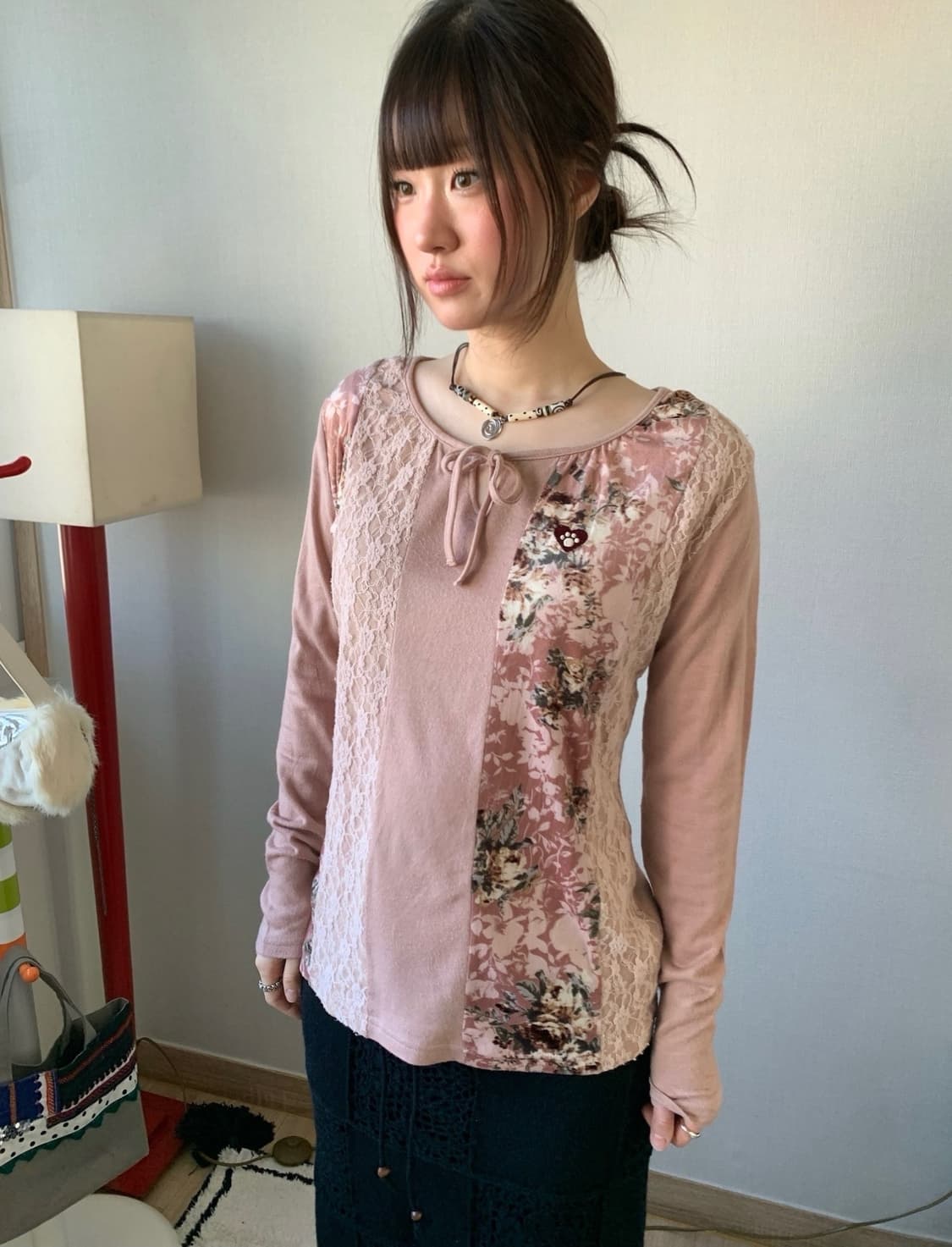 lace patchwork cotton top 상품이미지2