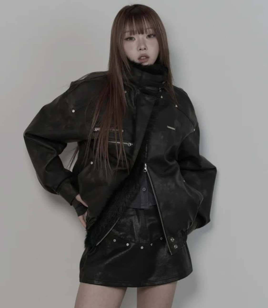 에트오소메 피그먼트 무스탕 퍼 점퍼 상품이미지1