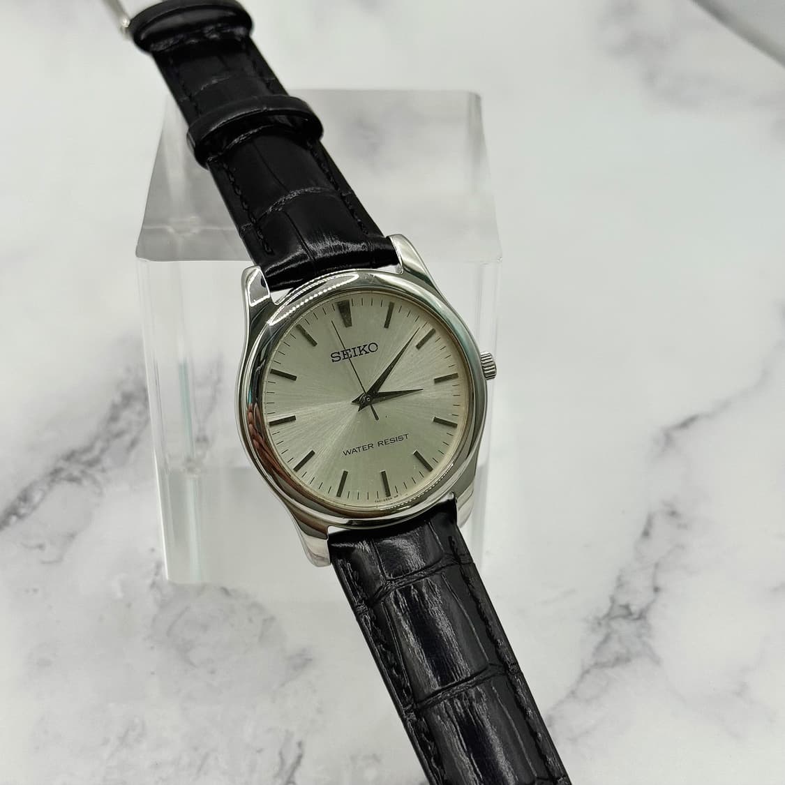 90s00s 빈티지 세이코 미니멀리즘 실버 썬레이 드레스 워치 상품이미지3
