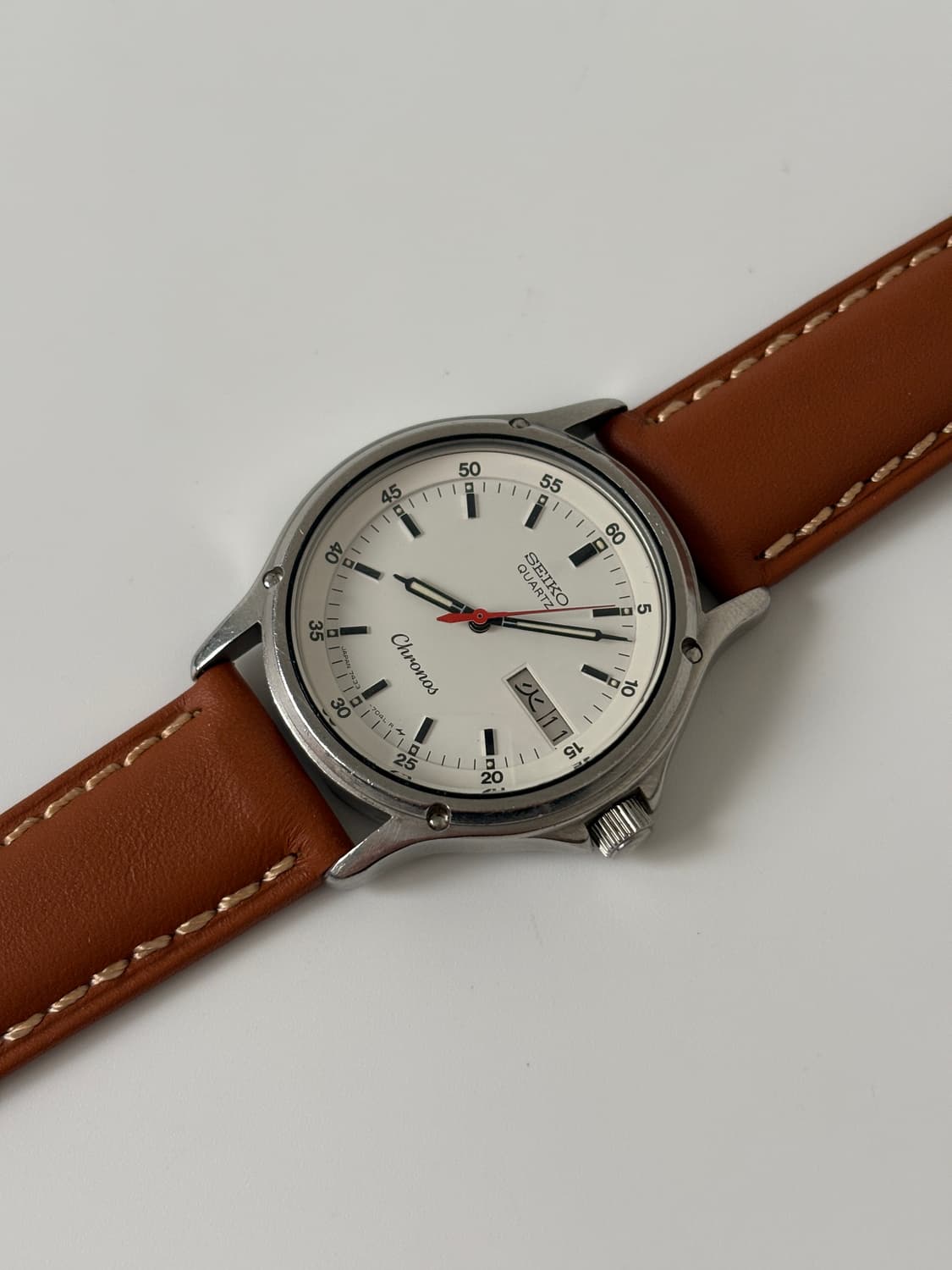 1980s Chronos White Dial Silver Quartz 상품이미지5
