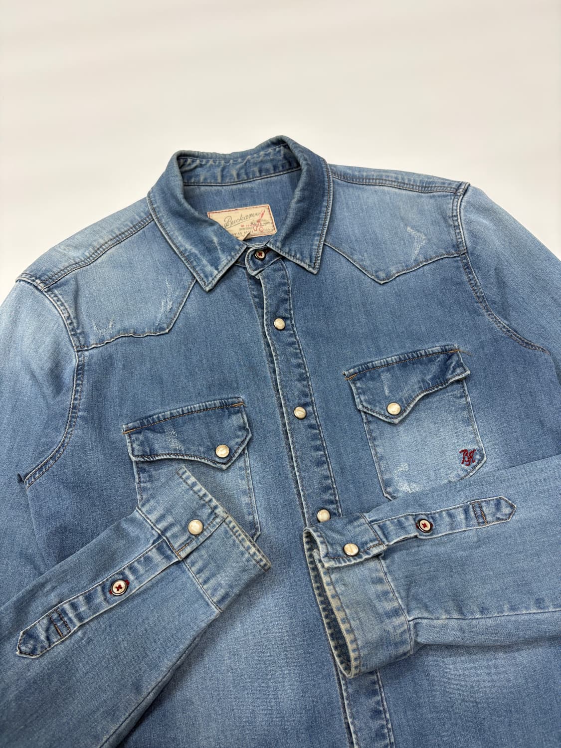 Buckaroo 버커루 빈티지 라이트워시 웨스턴 데님 셔츠 Size: L 상품이미지8