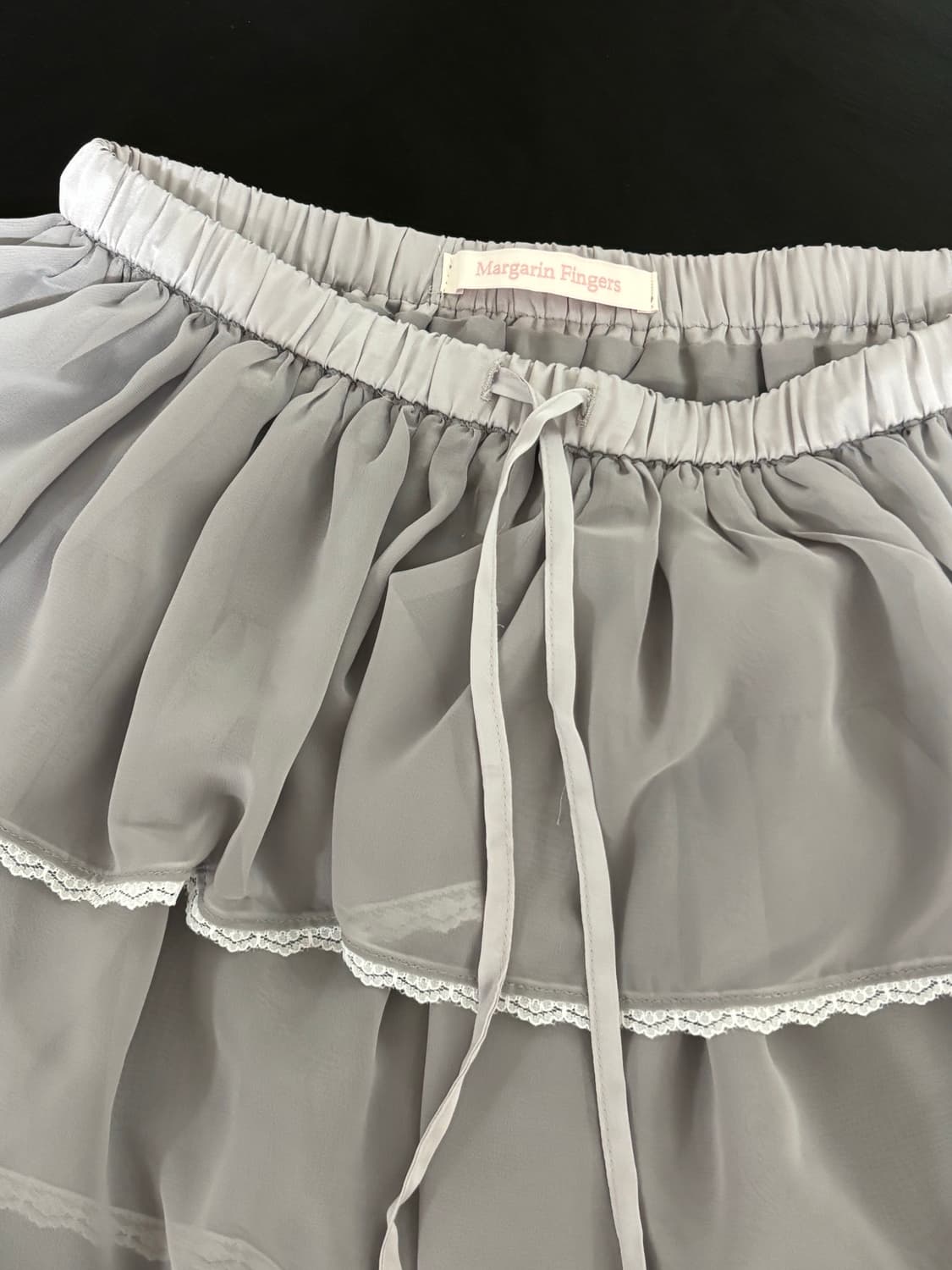 마가린핑거스 레이스 쉬폰 캉캉 스커트 (회색) 상품이미지4