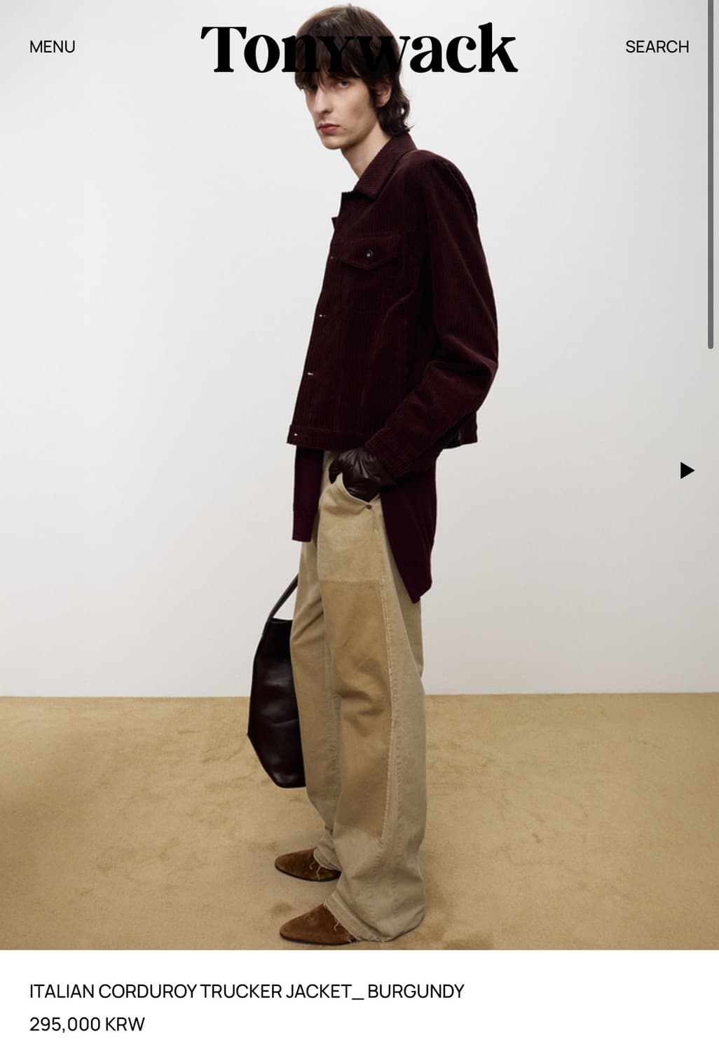 토니웩 이탈리안 코듀로이 트러커 버건디 L 상품이미지1