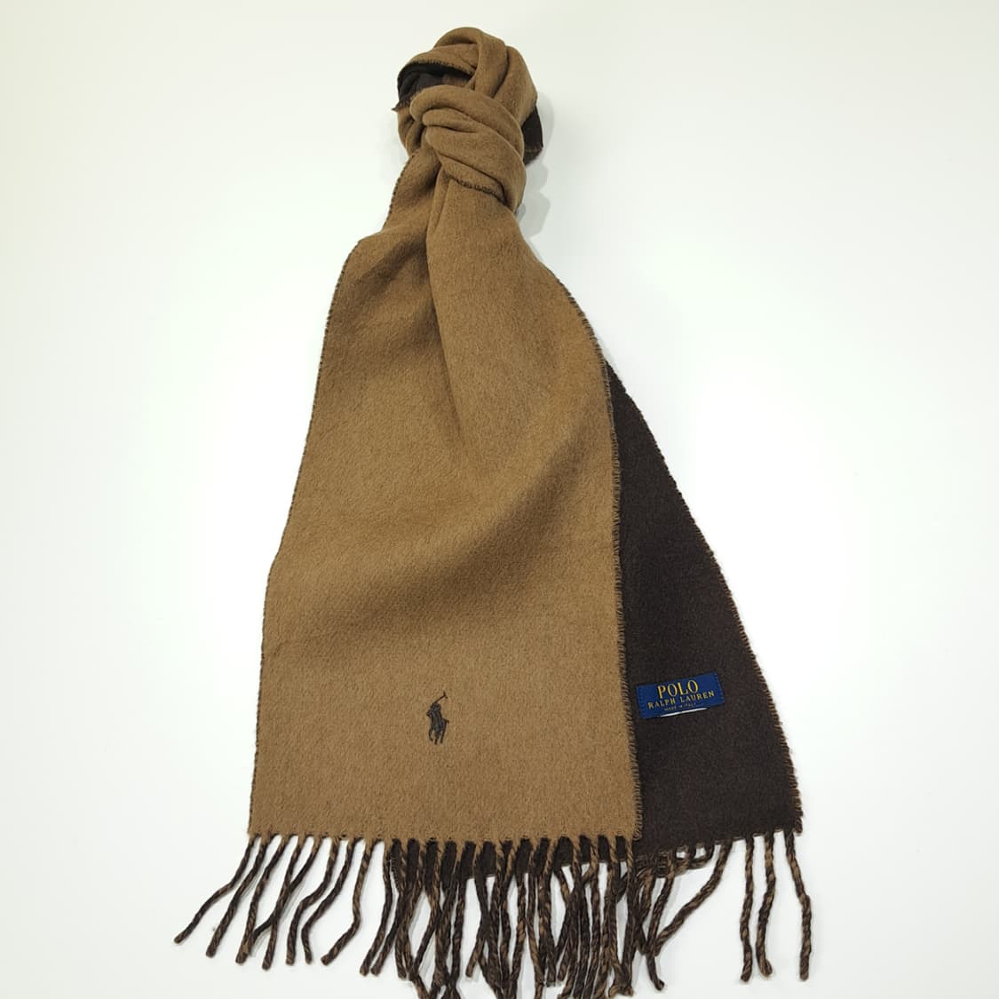 MX482 폴로 90s 이태리판 울 양면 카멜브라운 머플러 목도리 상품이미지2