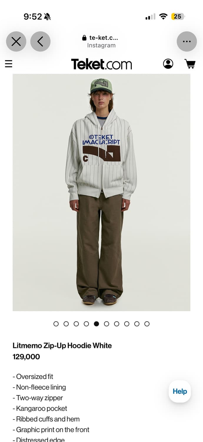 테켓 집업후디 Litmemo Zip-Up Hoodie White M 상품이미지5