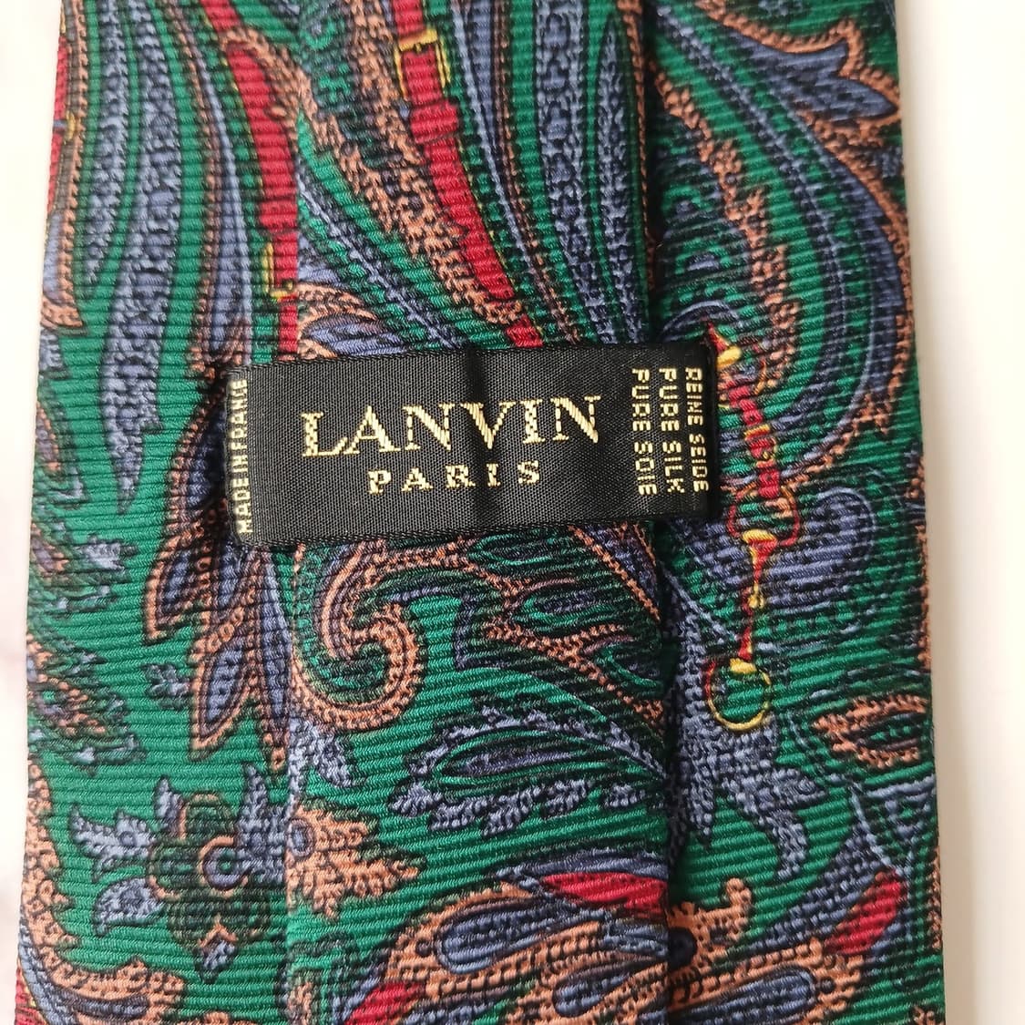 LANVIN 랑방 실크 그린 페이즐리 넥타이 9.5cm A+등급 E113 상품이미지8