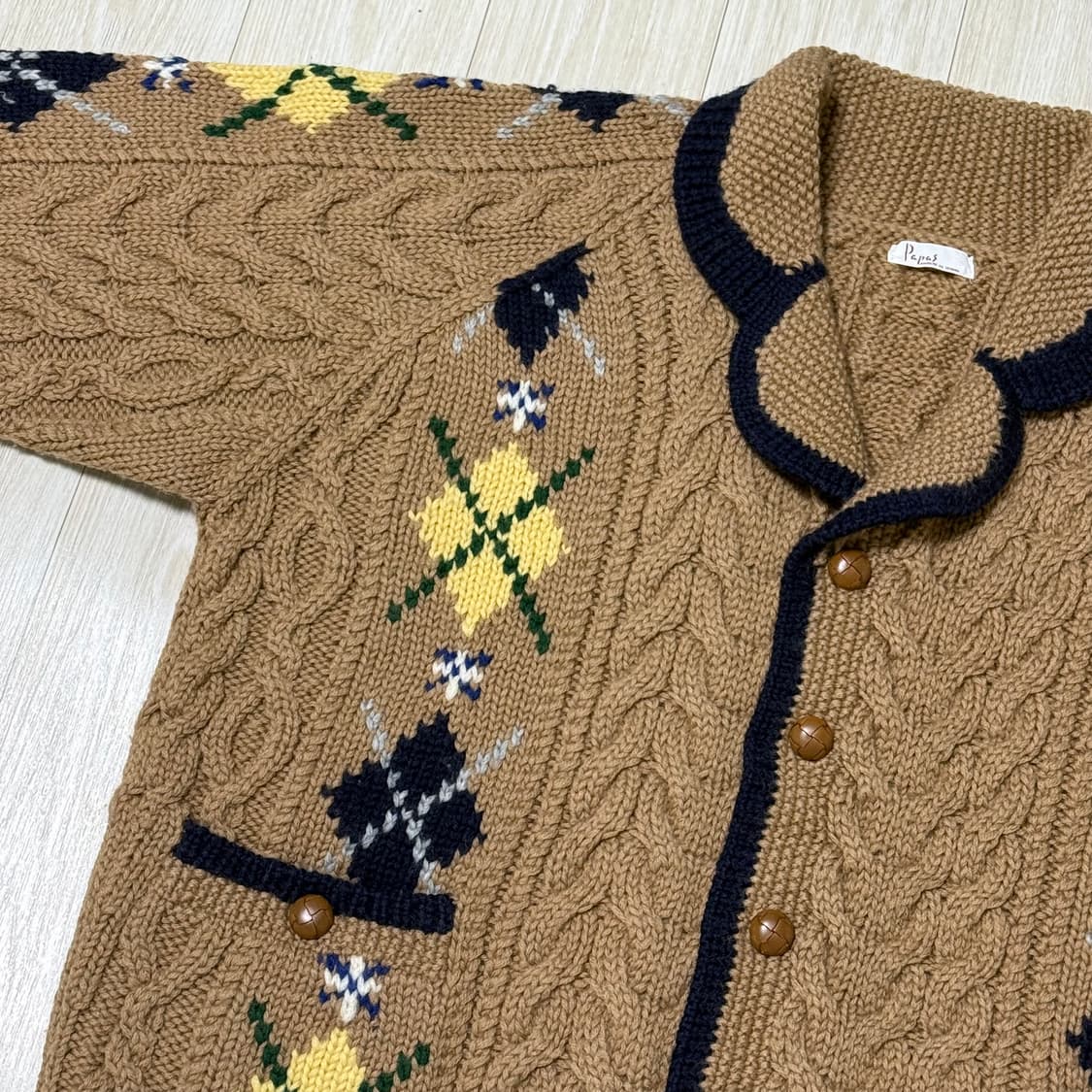 영국 브랜드 papas 헤비울 아가일 코위찬 상품이미지1