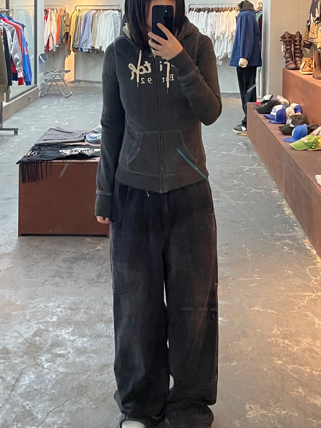 아베크롬비 로고 차콜 쉐르파 후드집업 H1219 상품이미지1