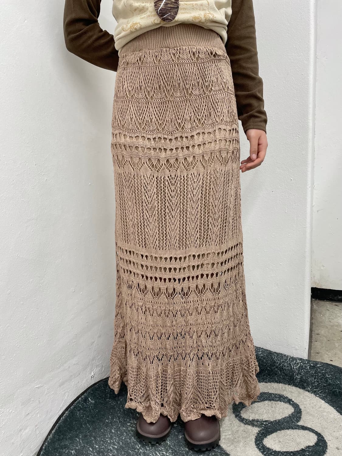 브라운 니트 짜임 스커트 상품이미지2