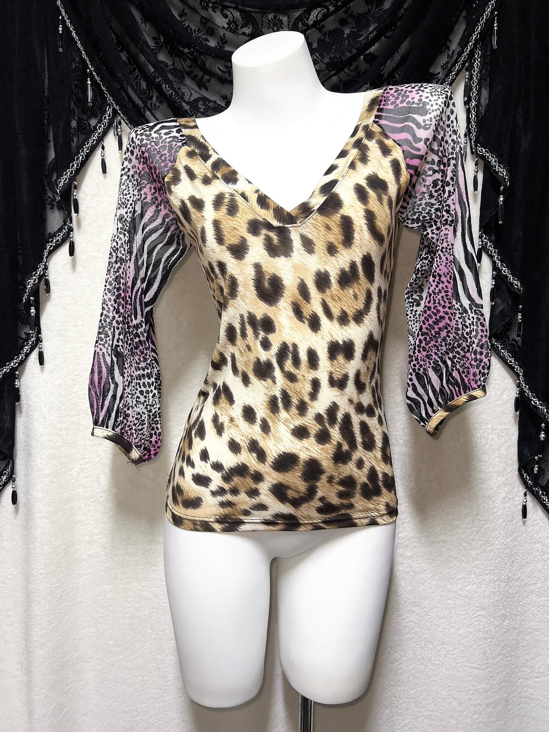 오네갸루 히메 펑크 레오파드 호피 지브라 애니멀 블라우스탑 섹시 시부야 상품이미지6