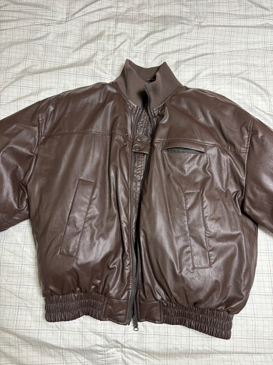 secondmono 레더 블루종 자켓 브라운 L 상품이미지1