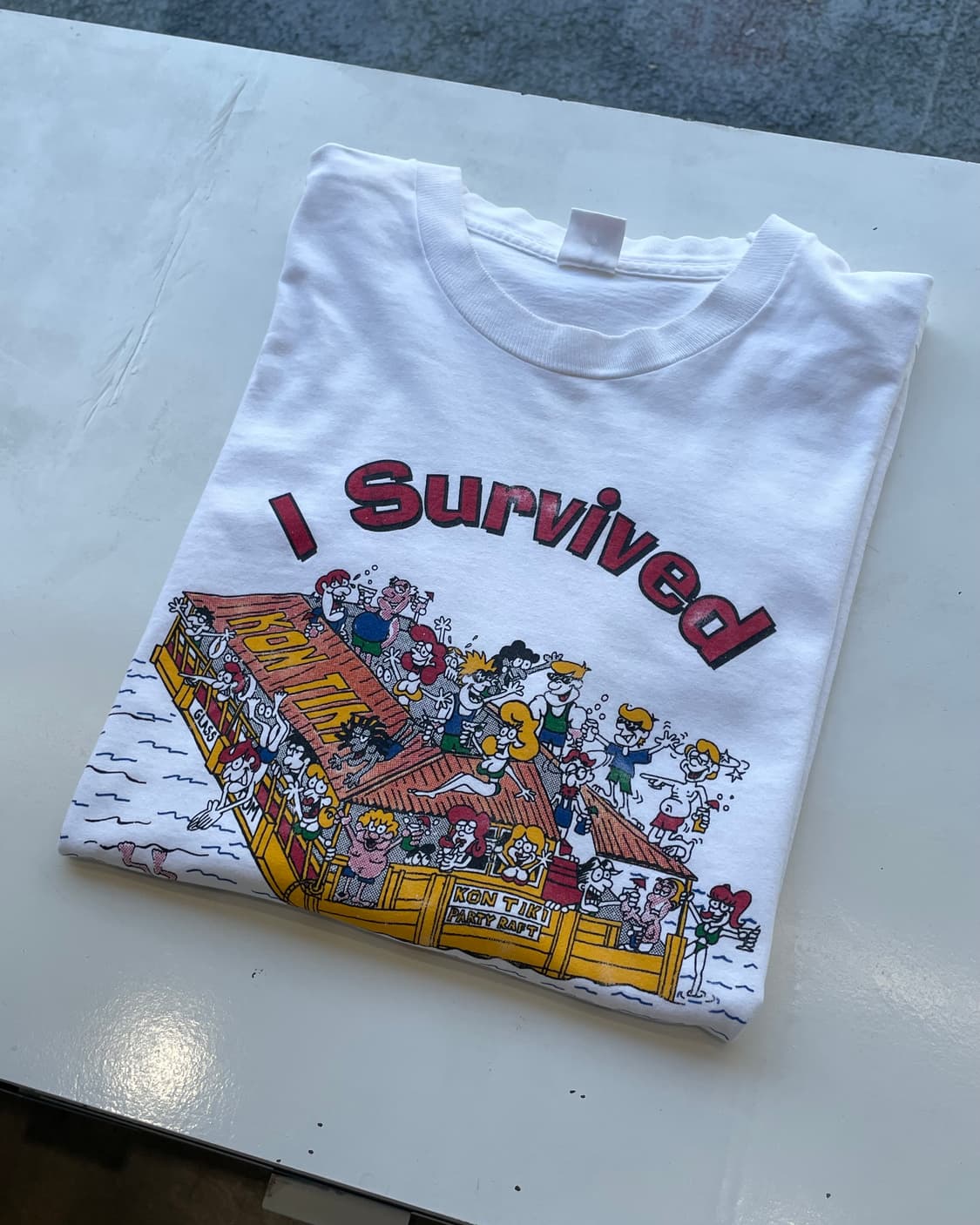 90‘s USA “I survived” cartoon T-shirt L 상품이미지2