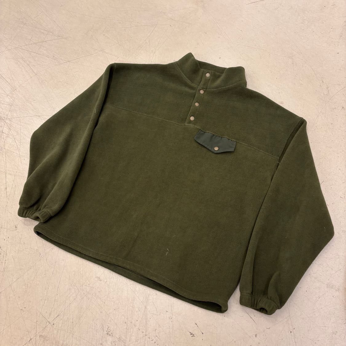 빈티지 그린 풀오버 스트링 플리스 상품이미지1