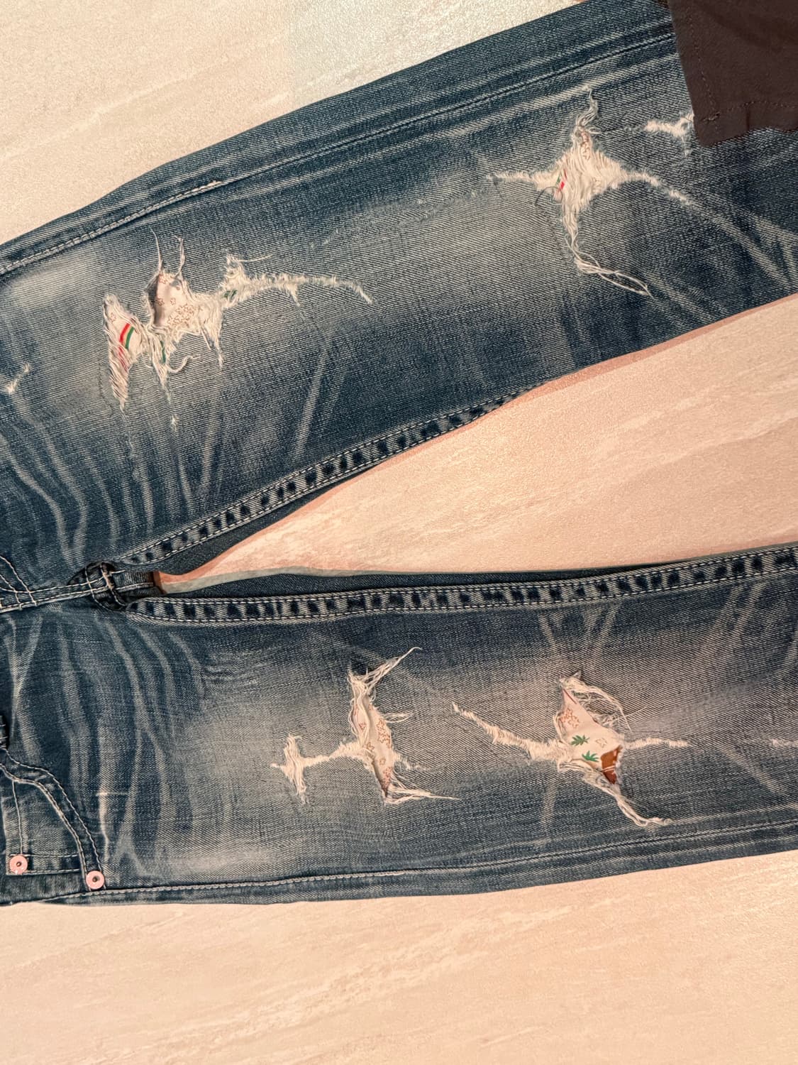 핑크 버튼 데님 팬츠 상품이미지2