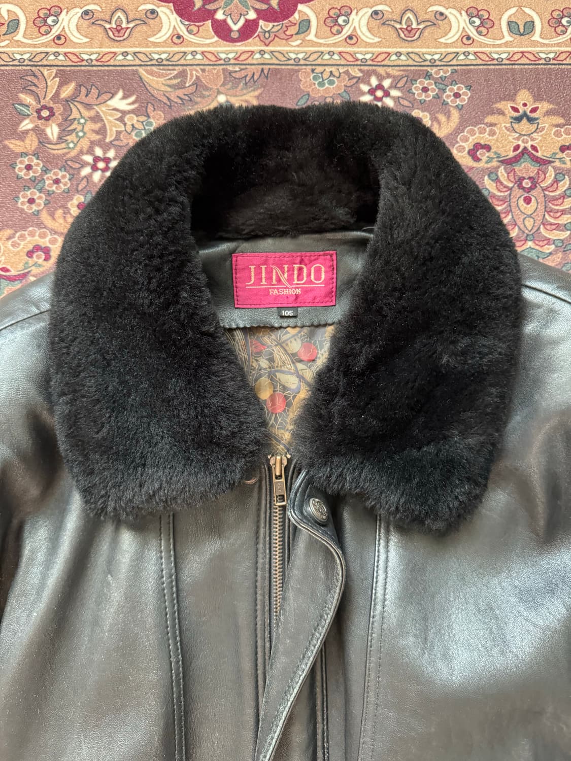 90's Japanese Shell-leather sherpa jacke 상품이미지3