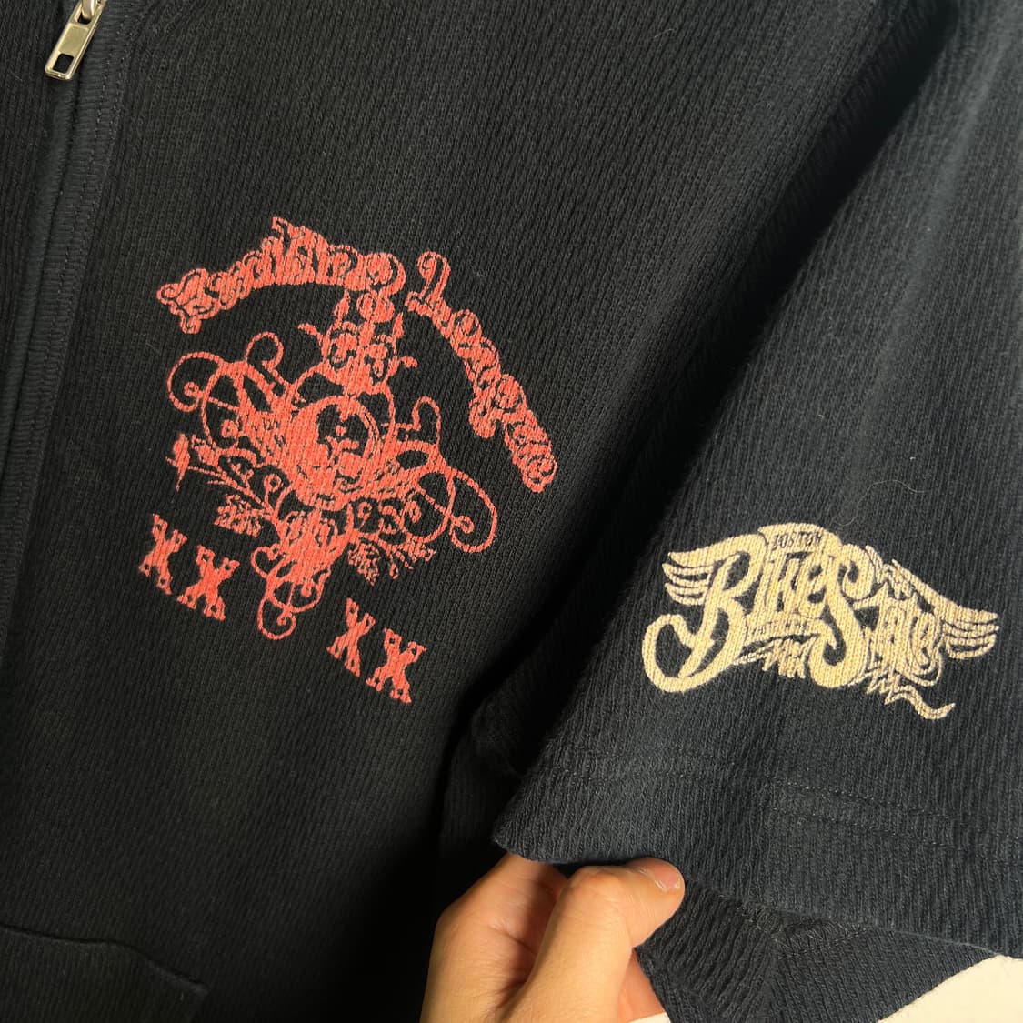 jpn vtg 빈티지 스컬 펑크 반팔 후드 집업 L 상품이미지9