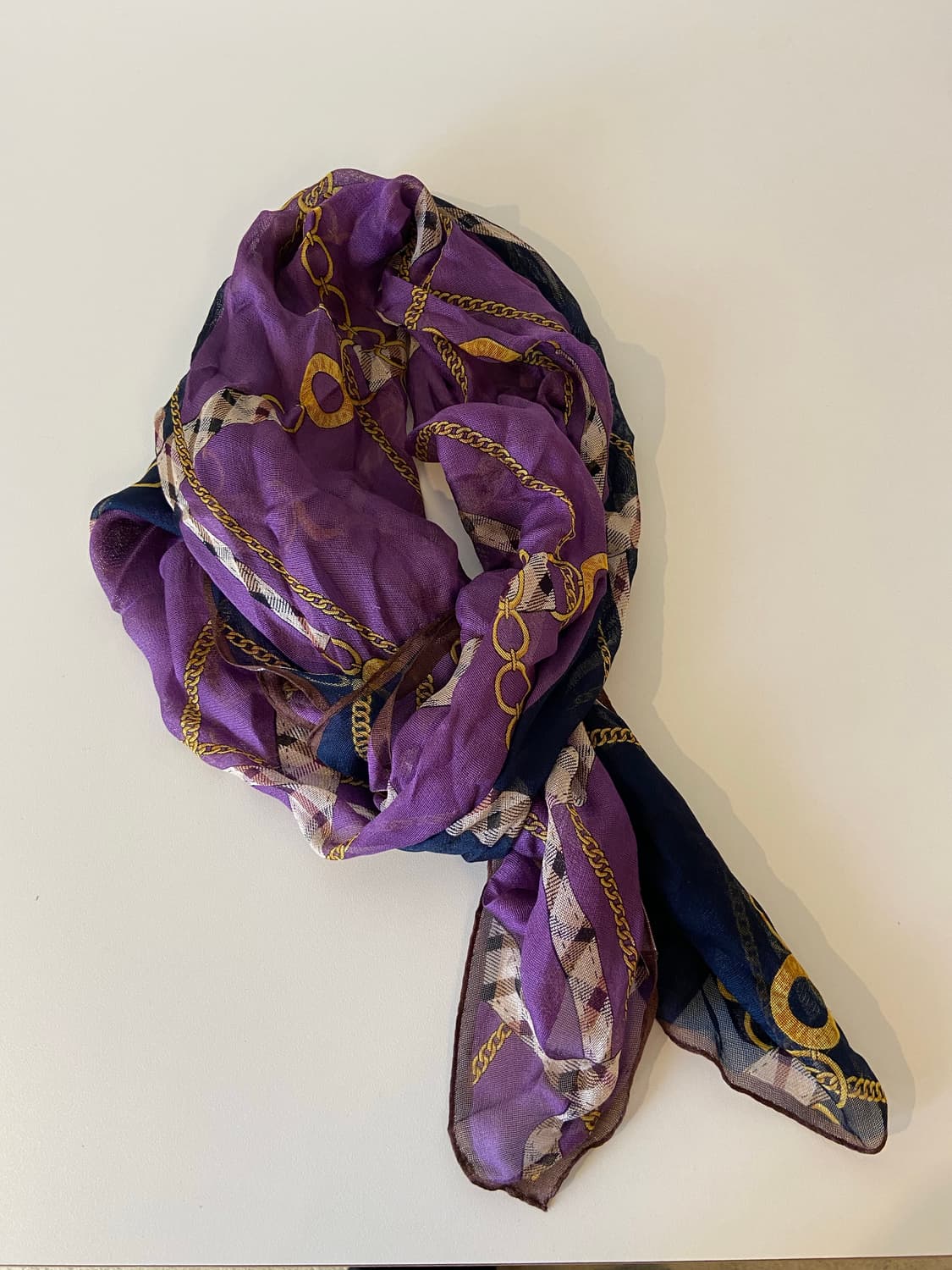 닥스 스카프 퍼플/네이비 체인 패턴 상품이미지7