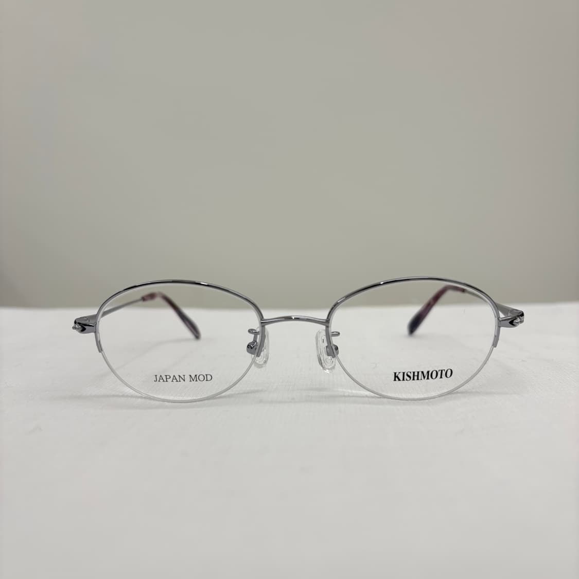 KISHMOTO 퍼플 실버 오벌 반무테 상품이미지1