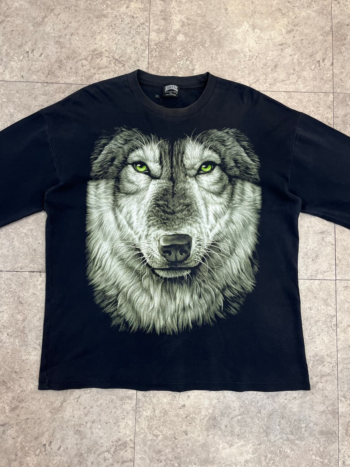 빈티지 울프 프린팅 긴팔티 블랙 XL #csz3661 상품이미지4