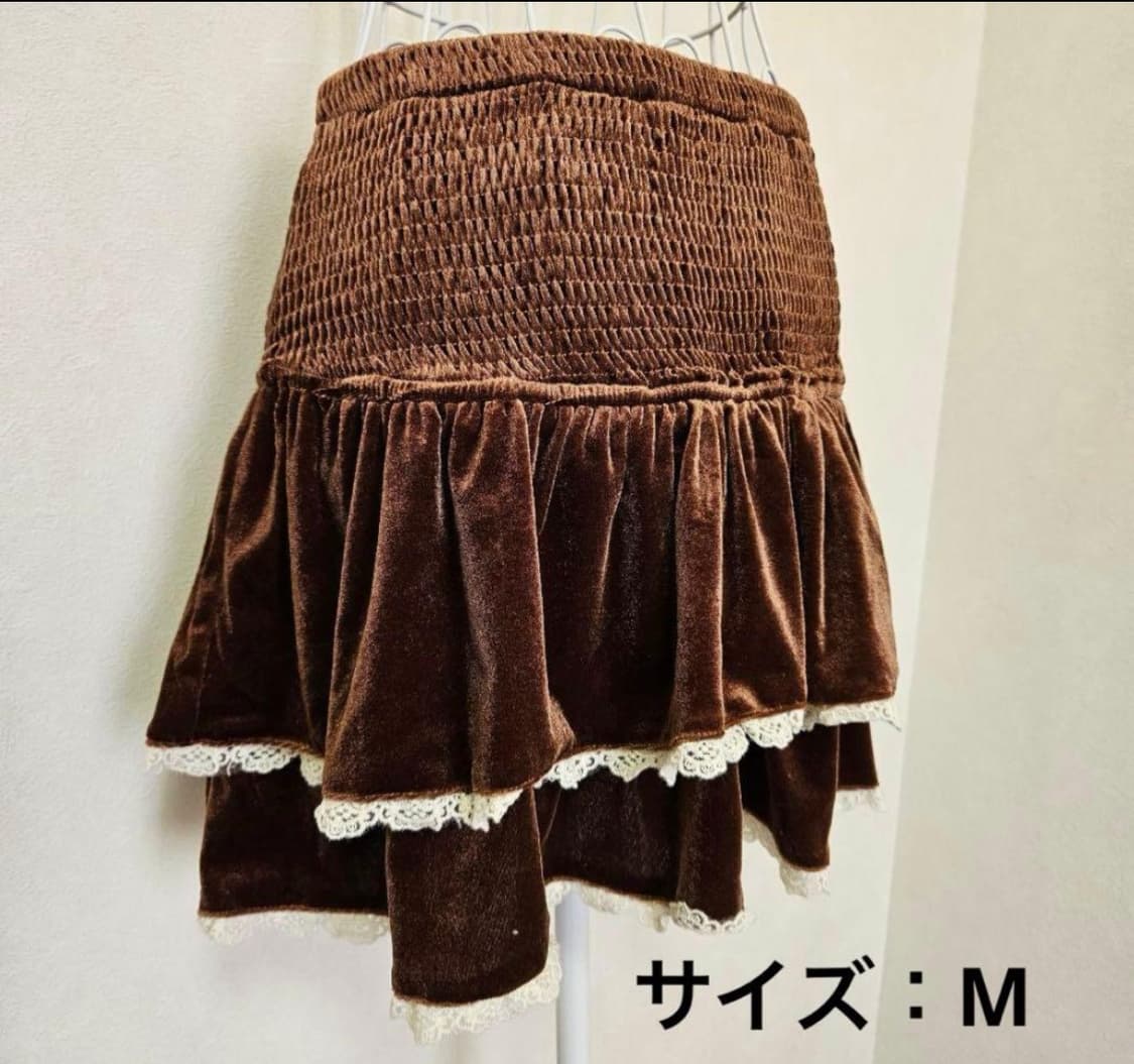 set up) 리즈리사 아이보리 니트+빈티지 브라운 벨벳 스커트 상품이미지4