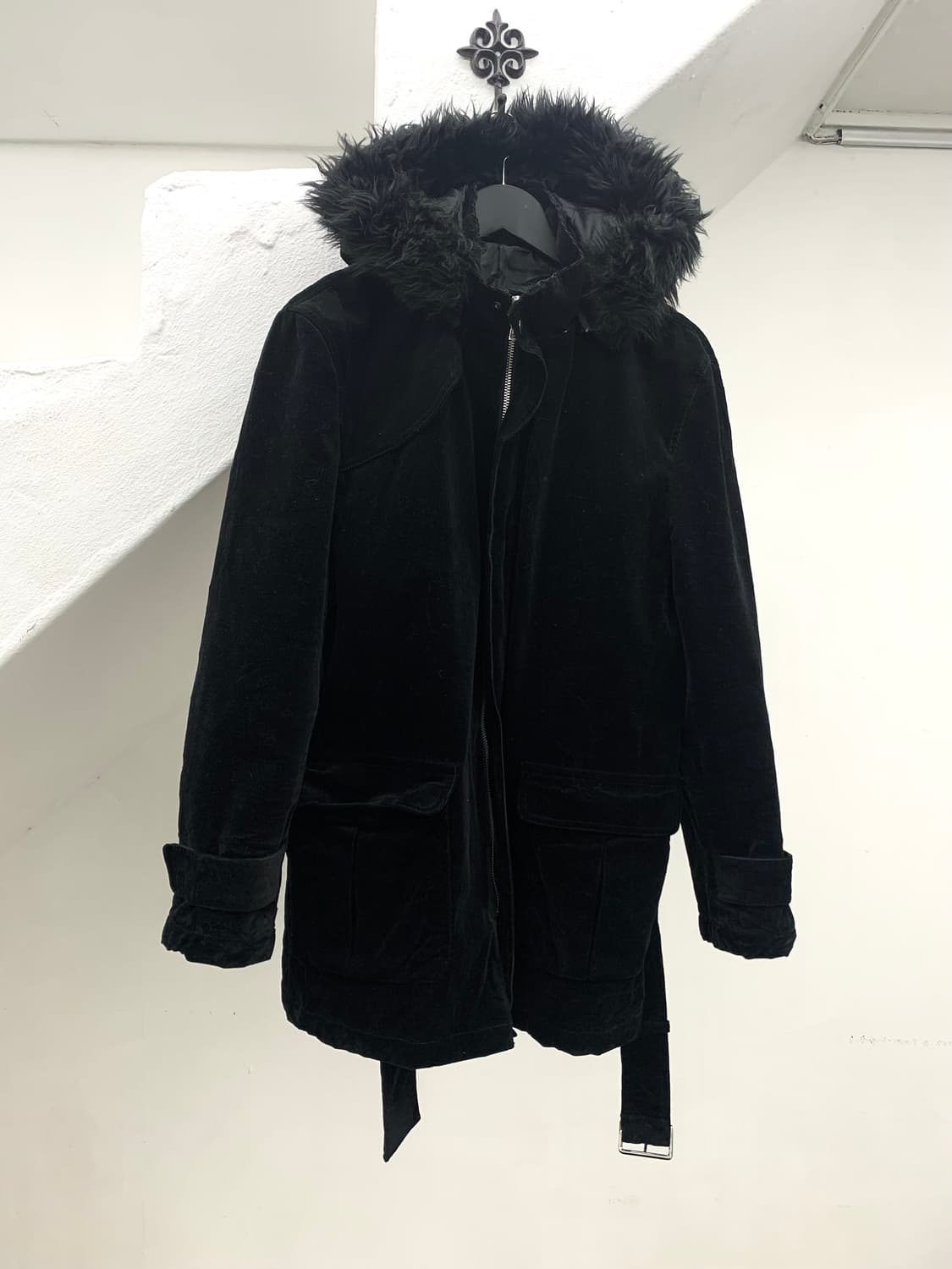 Comme ca ism fur hood velour jacket   상품이미지4