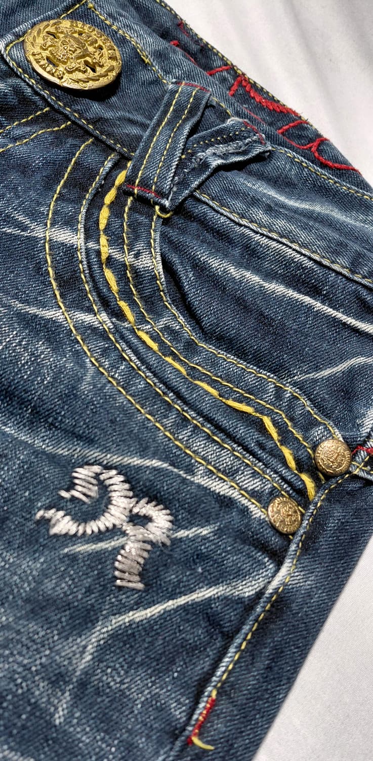 [25] 리오베라(Riobera) 자수 포인트 빈티지 데님 팬츠 상품이미지5