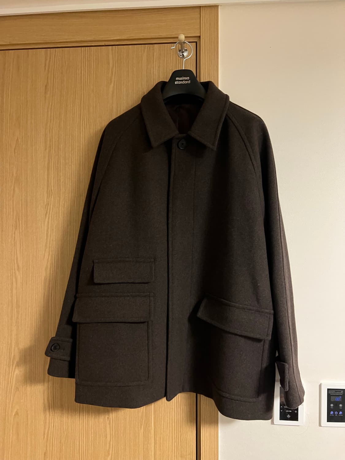 [2XL] 울 블렌드 오버사이즈 하프 발마칸 코트 브라운 상품이미지2