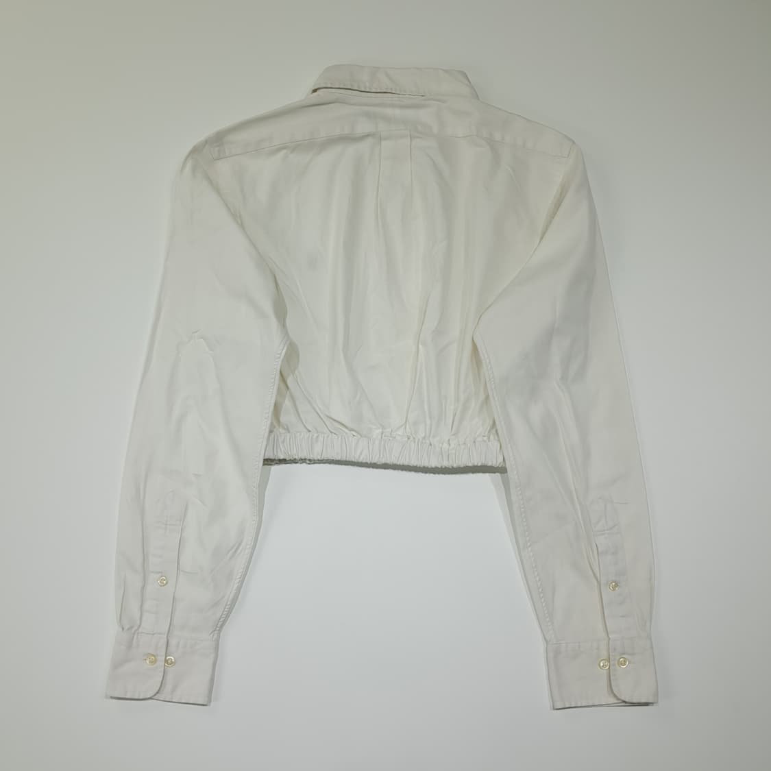 CL747 폴로 90s 리메이크 헤링본 화이트 크롭 집업 셔츠 상품이미지5