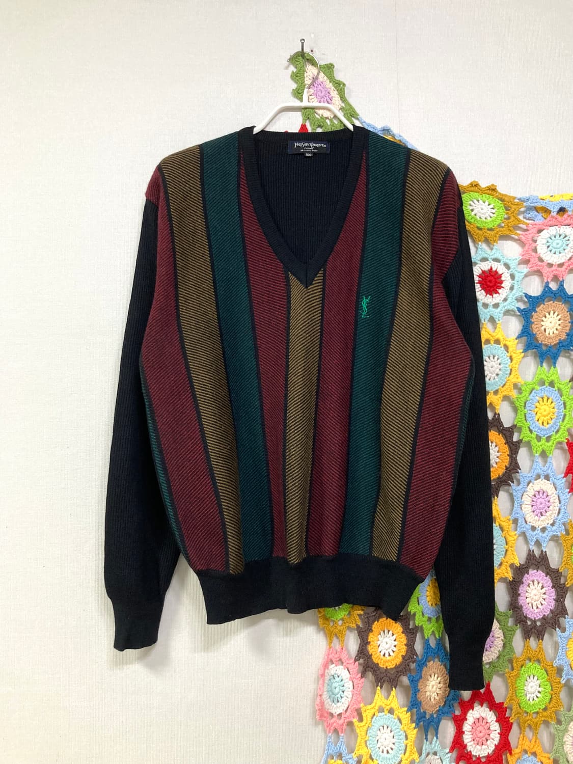 (정품) 입생로랑 남성 트리콧 브이넥 니트 100 _ 블랙 상품이미지1