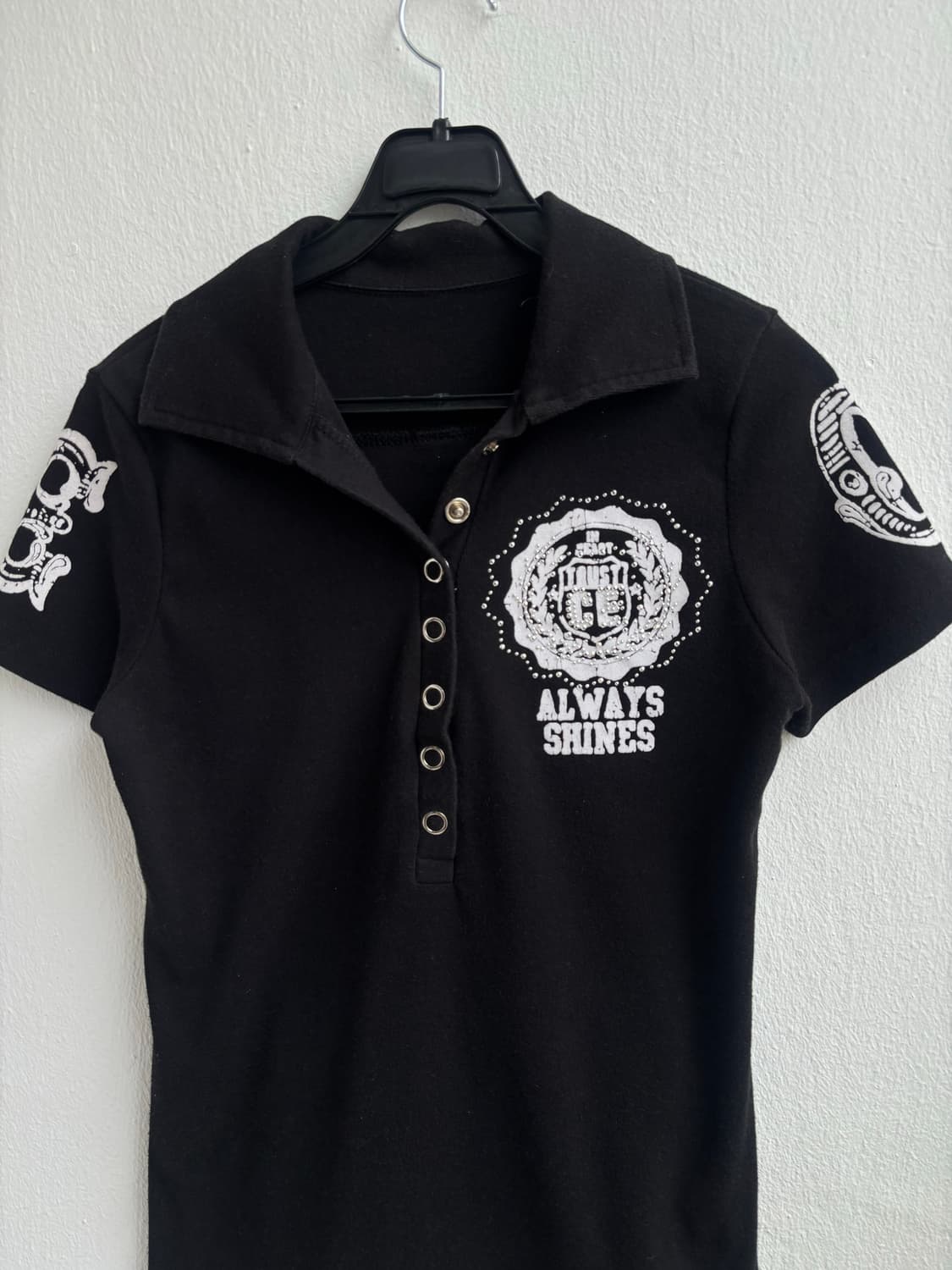 Vintage Graphic Black Polo Shirt 상품이미지2