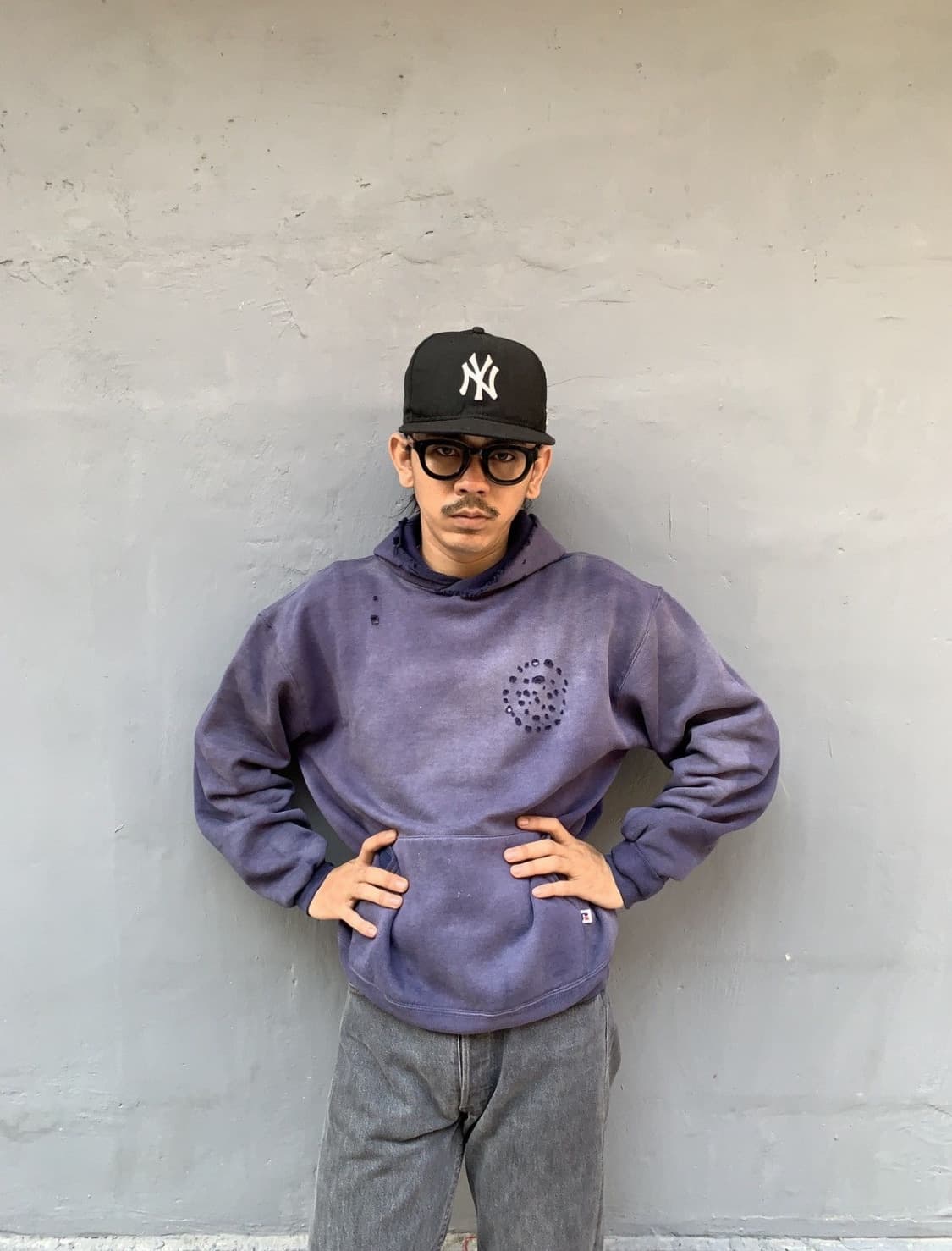 90s 빈티지 러셀 Russell 핀홀디스 선페이드 후드 후디 USA L 상품이미지3