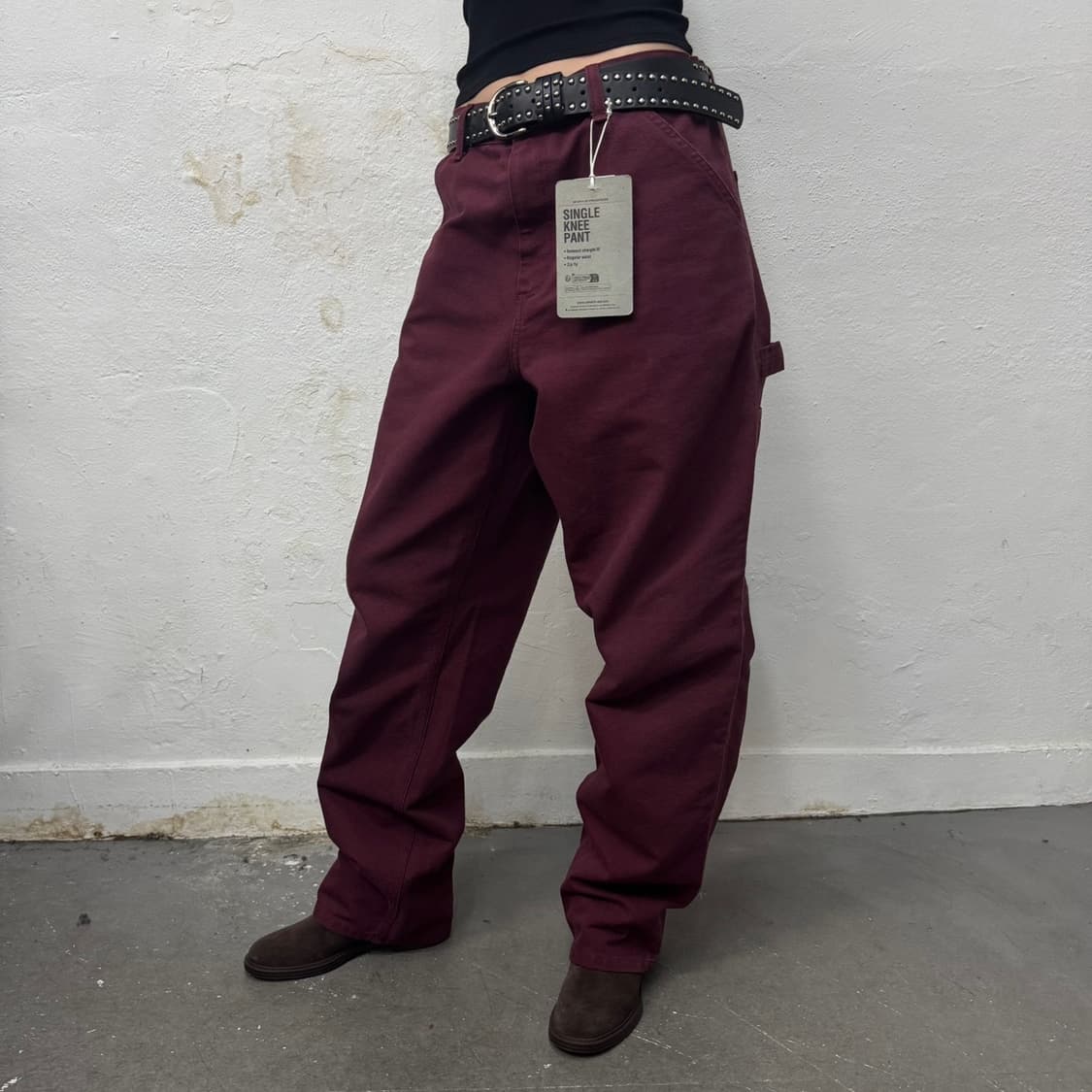 칼하트(Carhartt) 버건디컬러 캔버스 싱글니 팬츠 상품이미지2