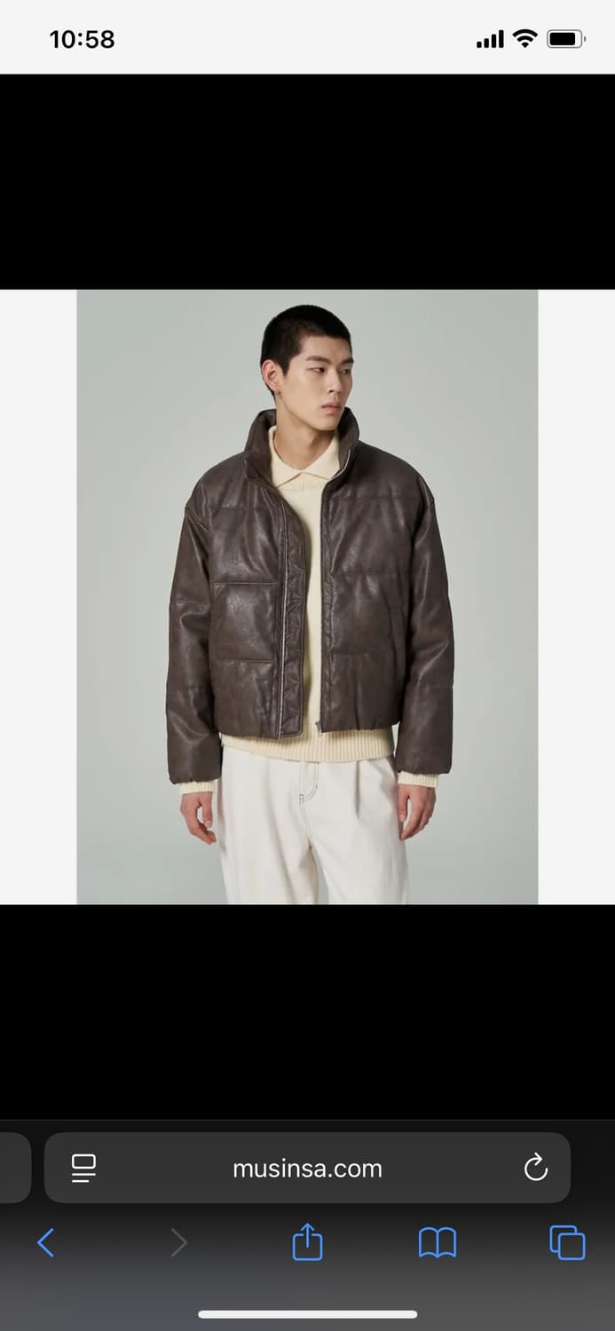 에잇세컨즈 페이크 레더 숏 푸퍼 브라운 m 상품이미지1