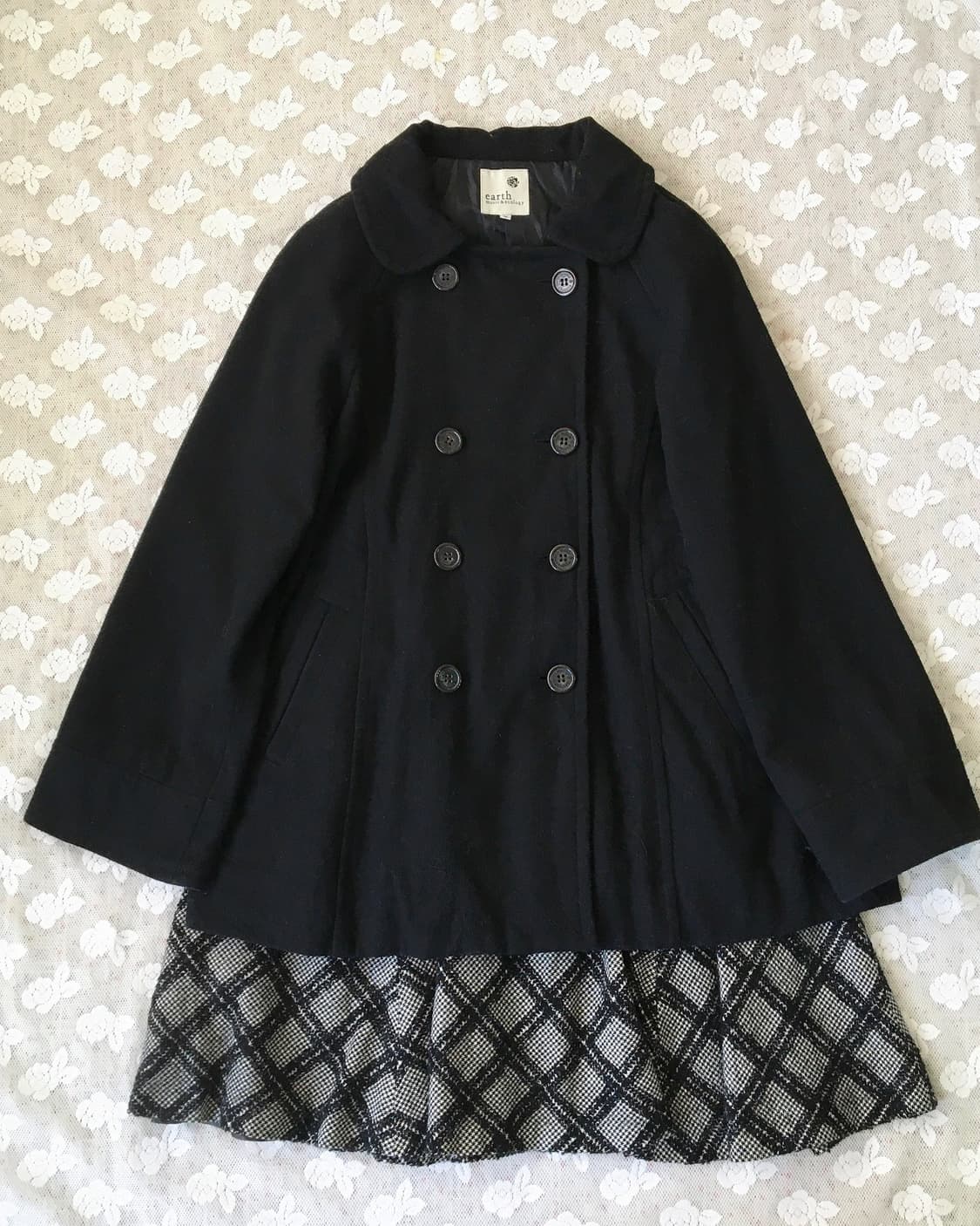 어스뮤직 더블 버튼 하프 코트 마루빈티지 모리걸 상품이미지1