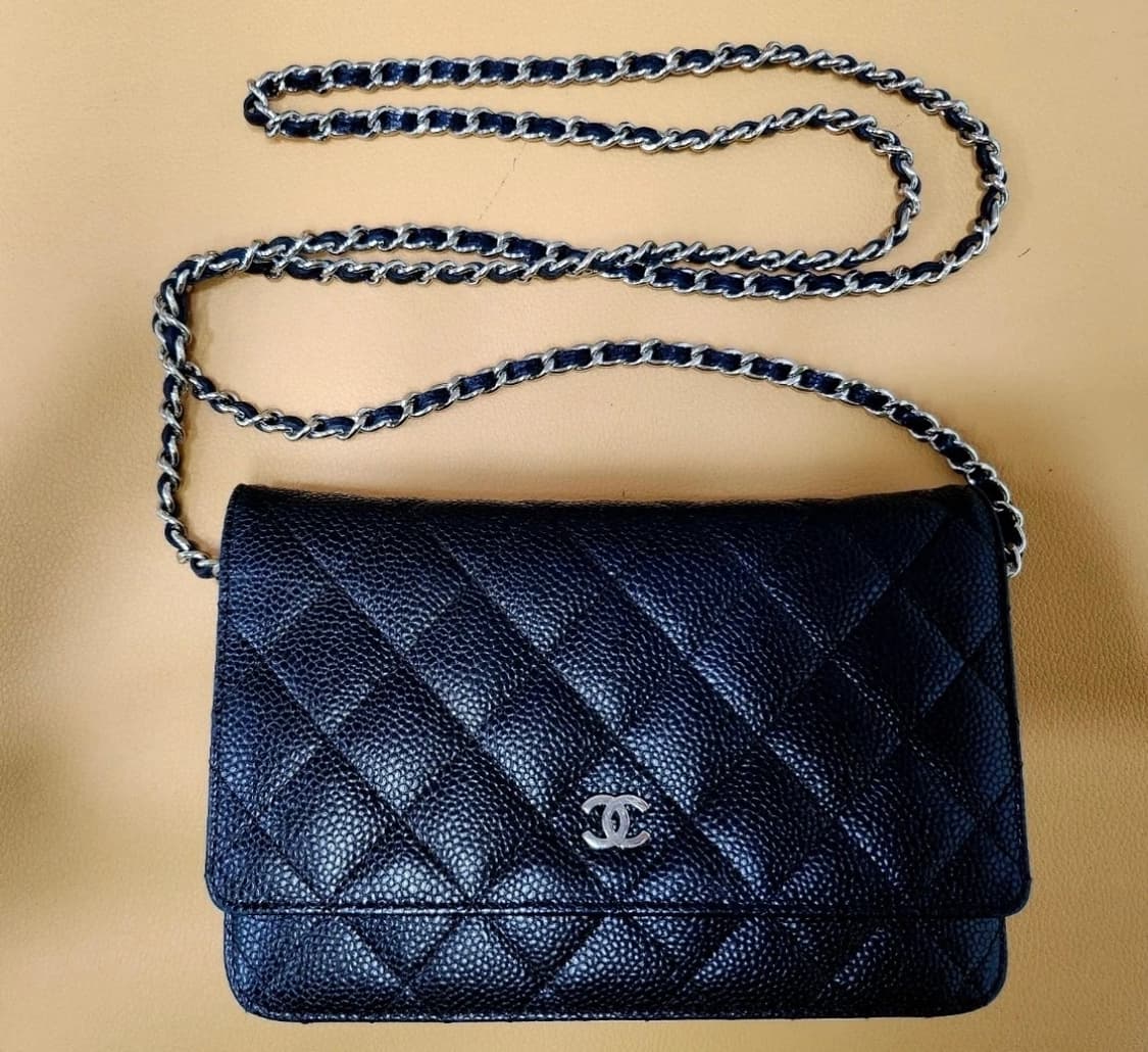 샤넬 캐비어 WOC 블랙 은장 체인 풀박스 상품이미지2