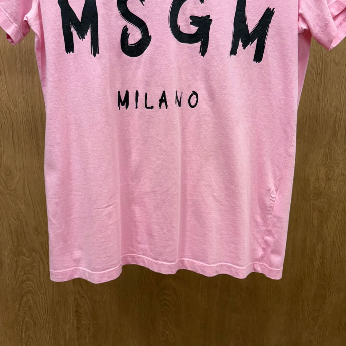 MSGM 라운드넥 반팔 티셔츠 로고 프린팅 디테일 기본핏 핑크 상품이미지5