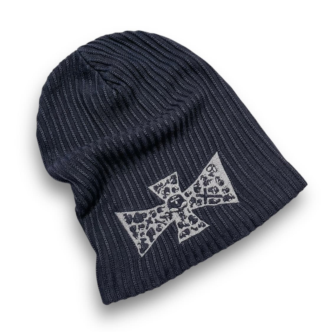 펑크 바이커 스컬 크로스 문양 자수 빈티지 비니 상품이미지1