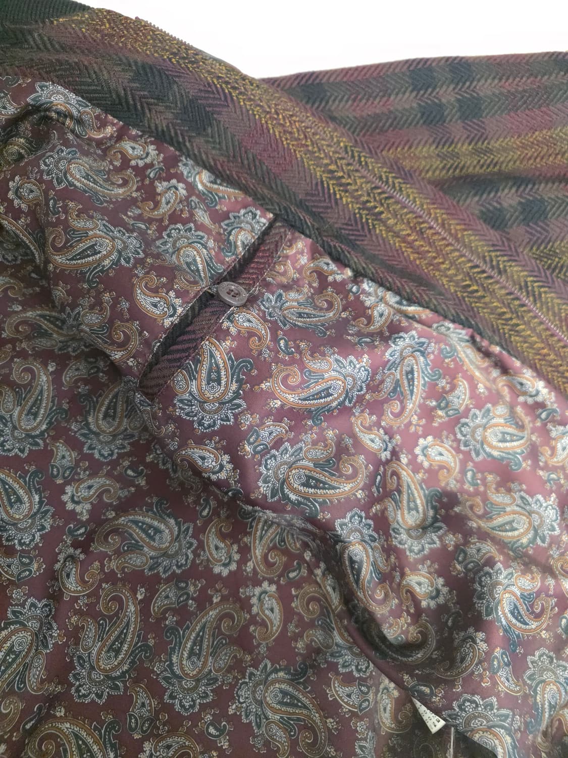 빈티지 입생로랑 소가죽 울 체크 블루종 자켓 L 상품이미지5