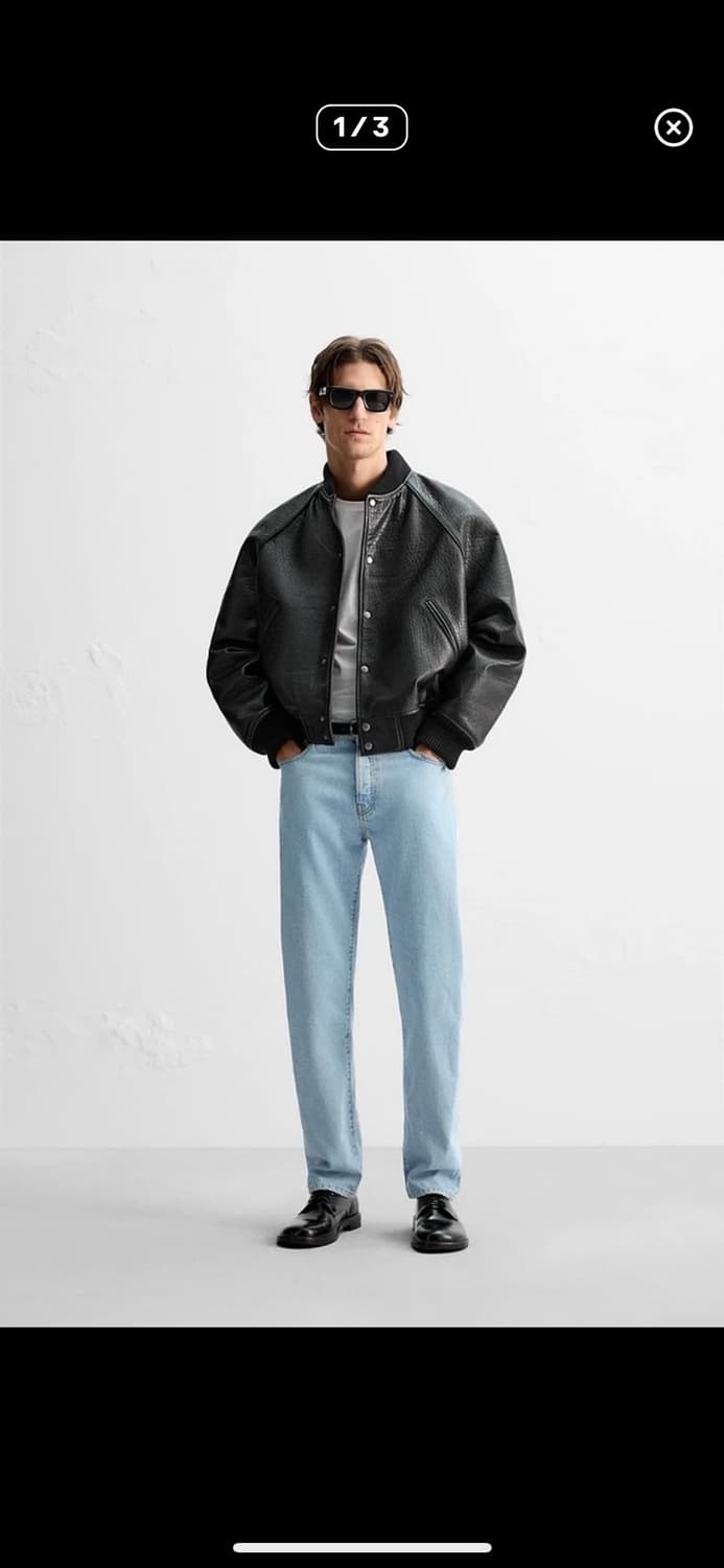 자라 레더 봄버 자켓 블랙 L 상품이미지1