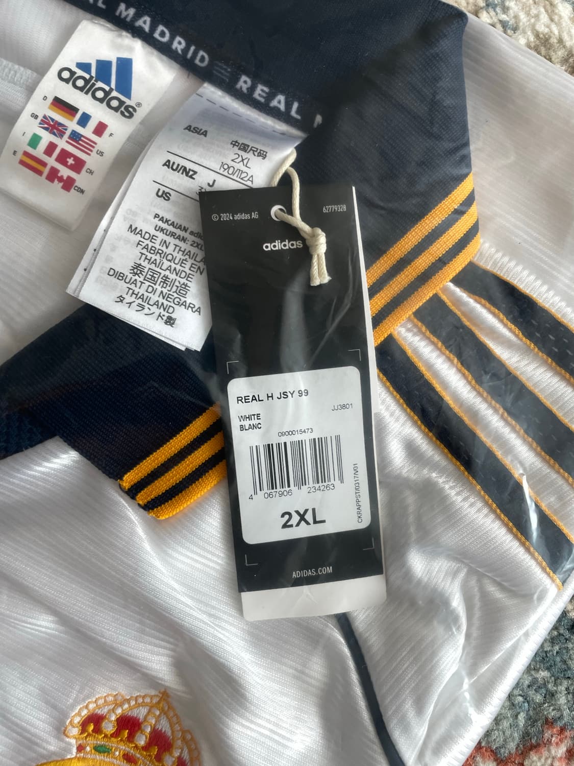 아디다스 레알 마드리드 99/00 홈 저지 화이트  (새제품. XXL) 상품이미지2
