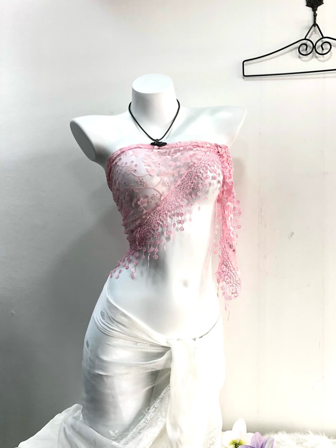 pink floral pattern shawl scarf  상품이미지4