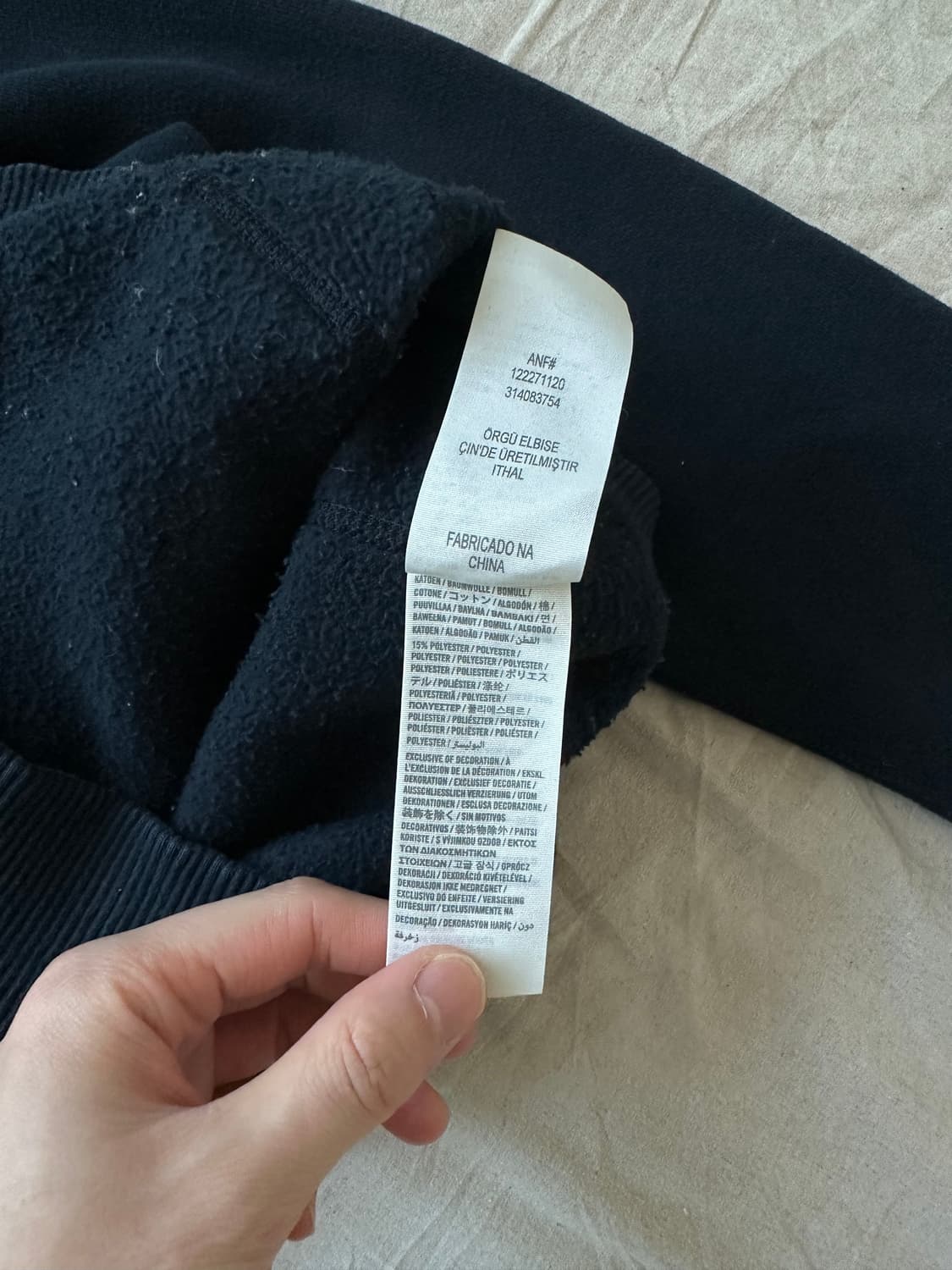 아베크롬비 헤비코튼 자수 로고 네이비 후드집업 상품이미지8