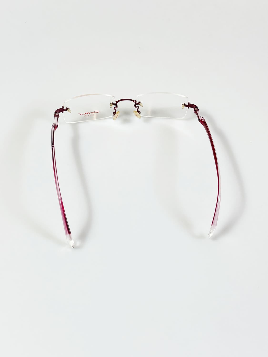 CAMO FASHION 무테 스퀘어 버건디톤 빈티지 안경 상품이미지5