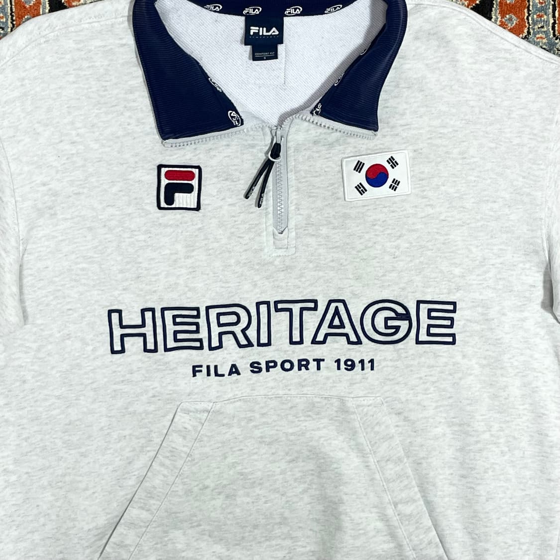 휠라 국대 헤리티지 오트밀 반집업 맨투맨 여성 90 상품이미지2