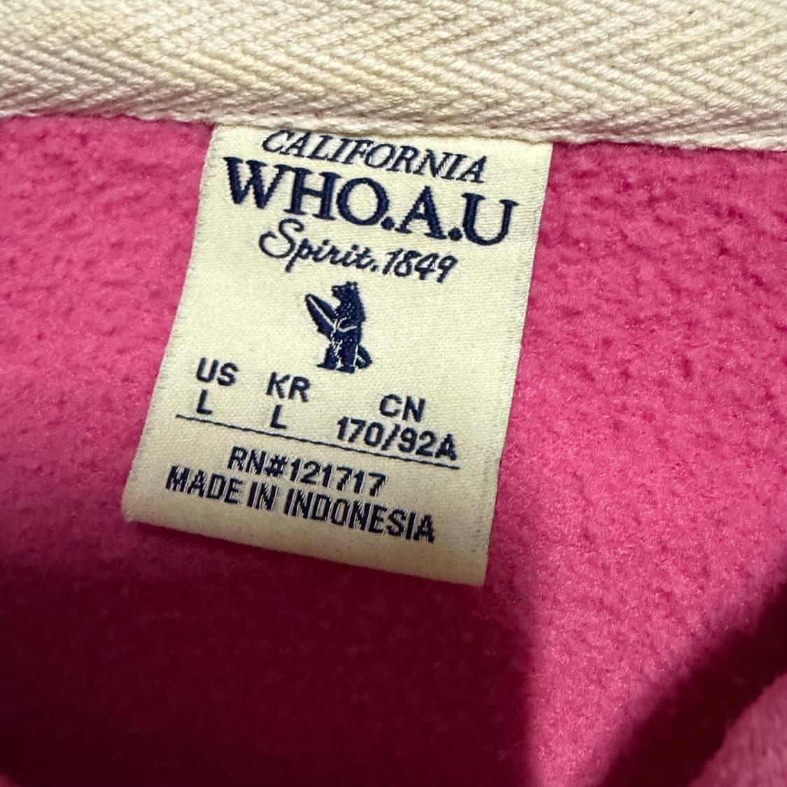 후아유 핑크 후드집업 L 상품이미지3