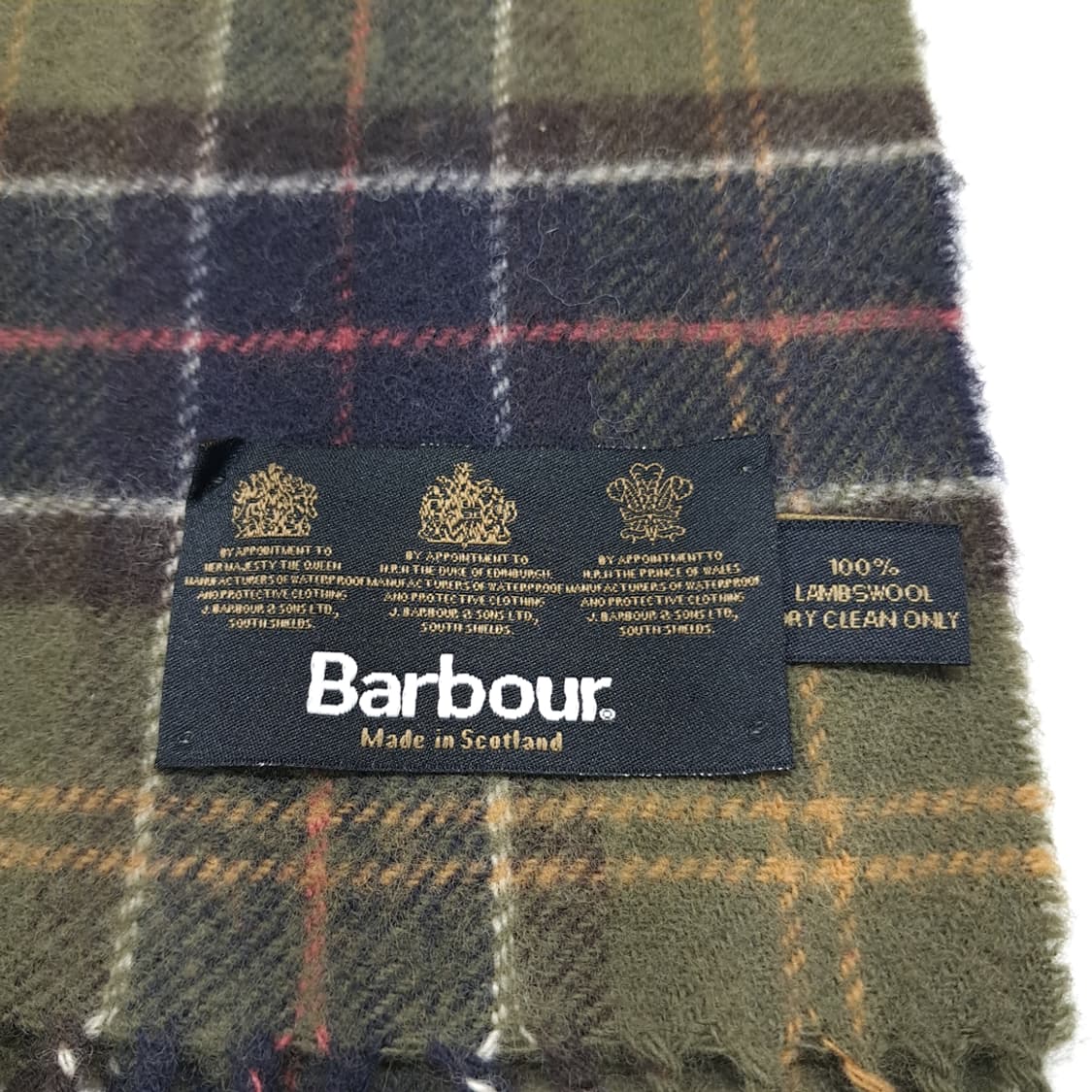 MX488 바버 00s 영국판 램스울 클래식타탄 올리브 머플러 목도리 상품이미지4