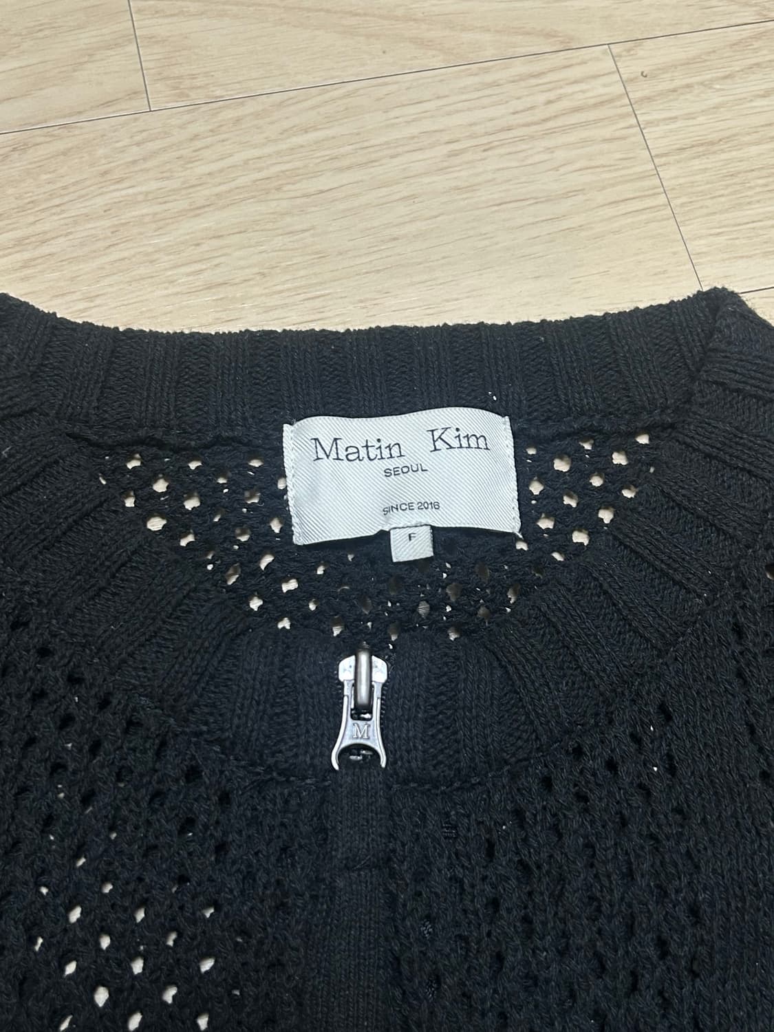 마뗑킴 자카드 그물 니트 집업  상품이미지5