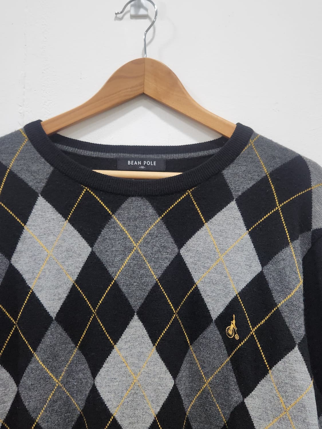 [110] 빈폴 아가일 패턴 남성 니트 110사이즈  블랙 상품이미지3