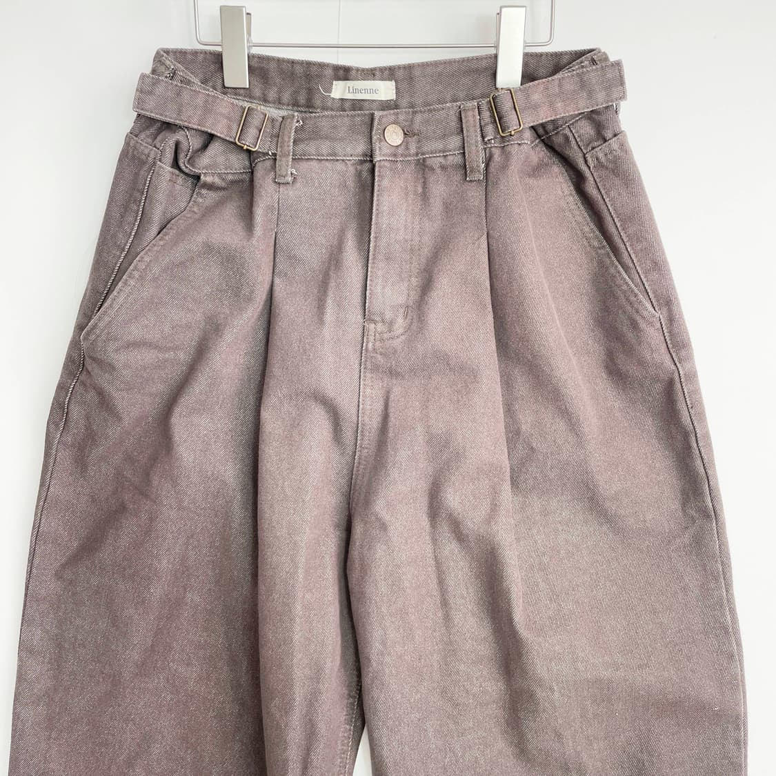 F2 linenne 리넨느 와이드 데님 팬츠 벨티드 브라운 L사이즈 상품이미지2
